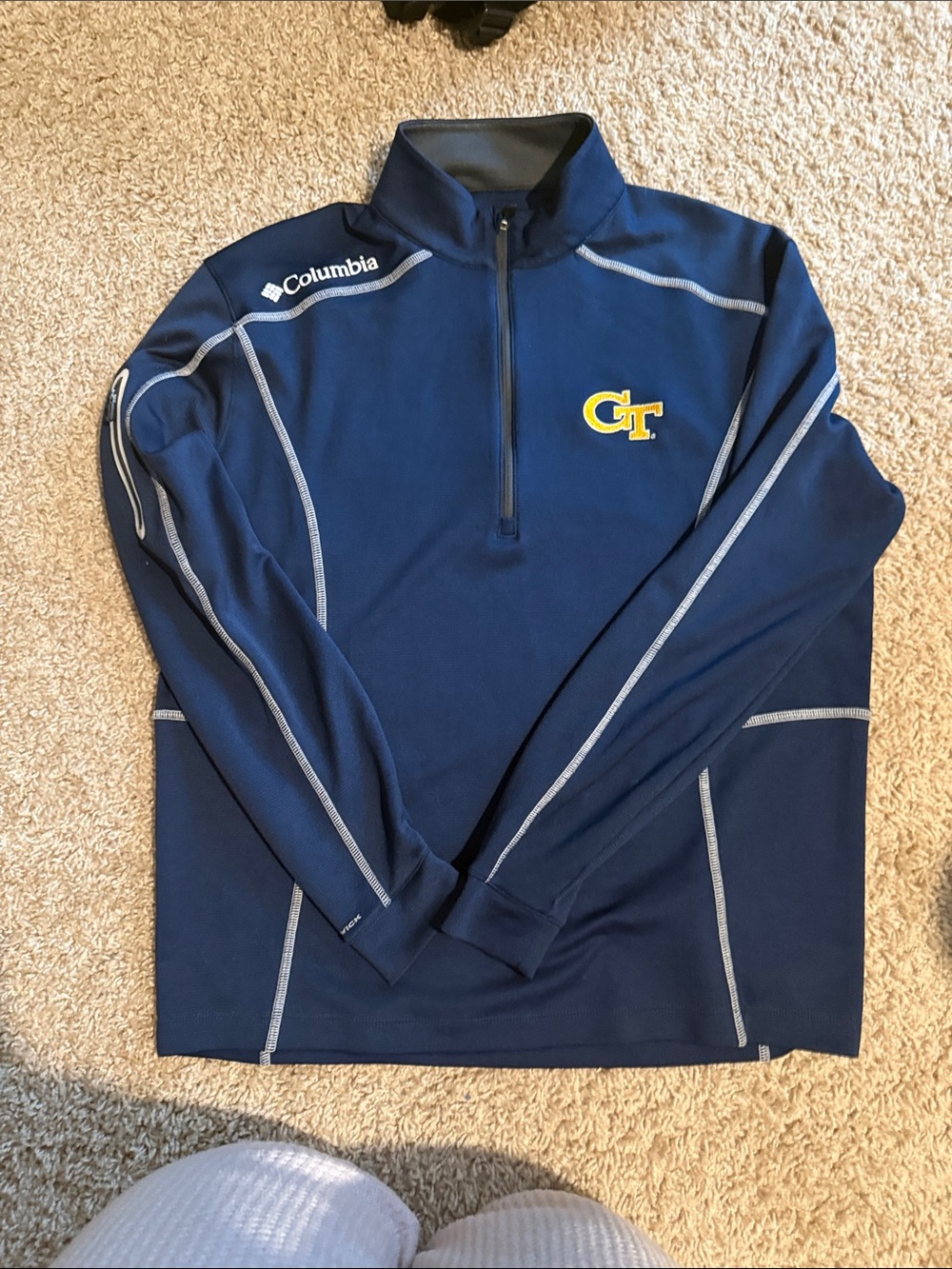 Columbia Navy Quarter-Zip with Yellow GT Logo